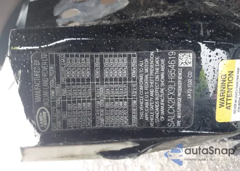 2020 Land Rover Discovery Sport Standard z USA, uszkodzony, nr VIN SALCK2FX9LH854619